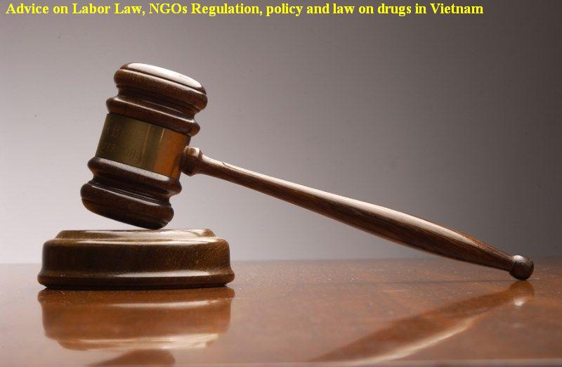 Advice on Labor Law, NGOs Regulation, policy and law on drugs in Vietnam